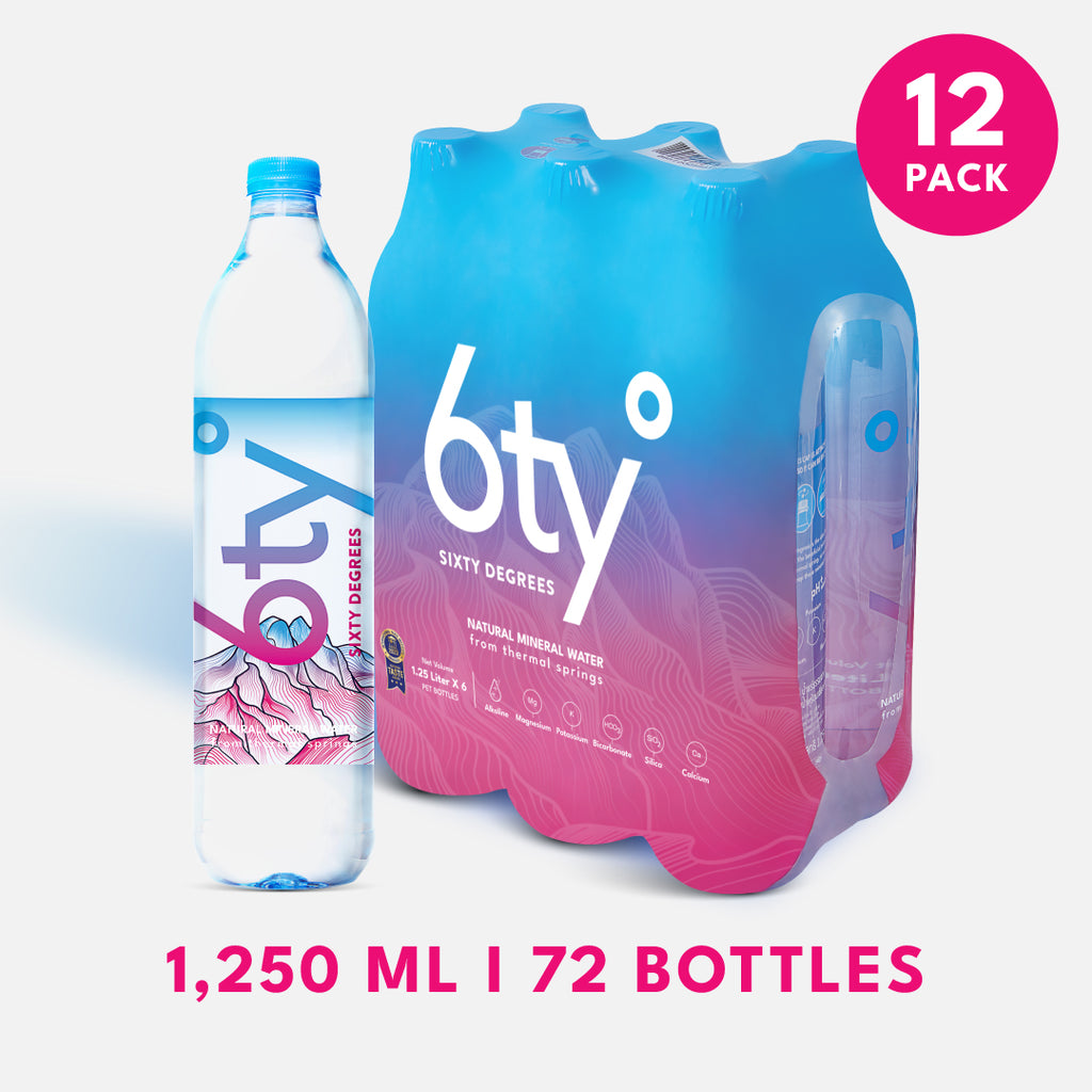 [1250ml 12แพ็ก 72ขวด] น้ำแร่ 6ty Degrees Mineral Water