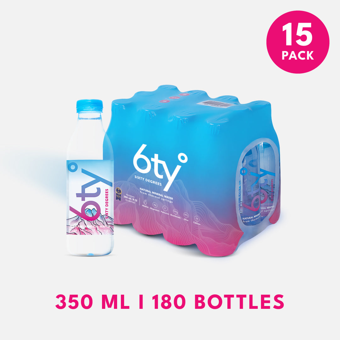 [350ml 15แพ็ก 180ขวด] น้ำแร่ 6ty Degrees Mineral Water