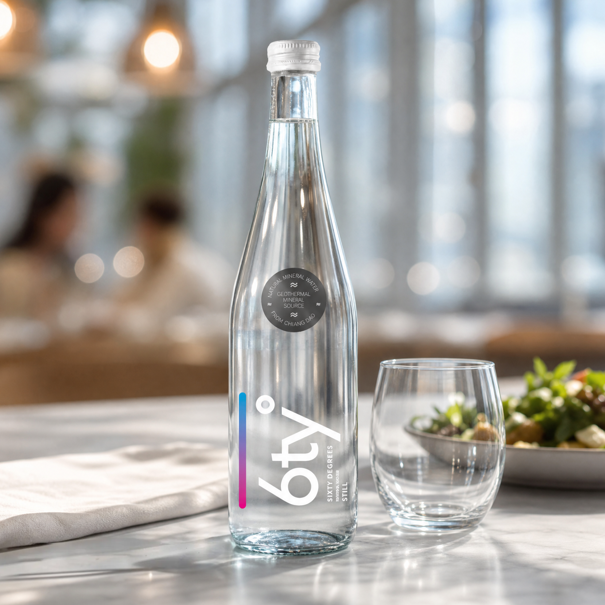 [750ml 1ลัง 12ขวด] น้ำแร่ธรรมชาติ ขวดแก้ว 6ty Degrees Glass Mineral Water